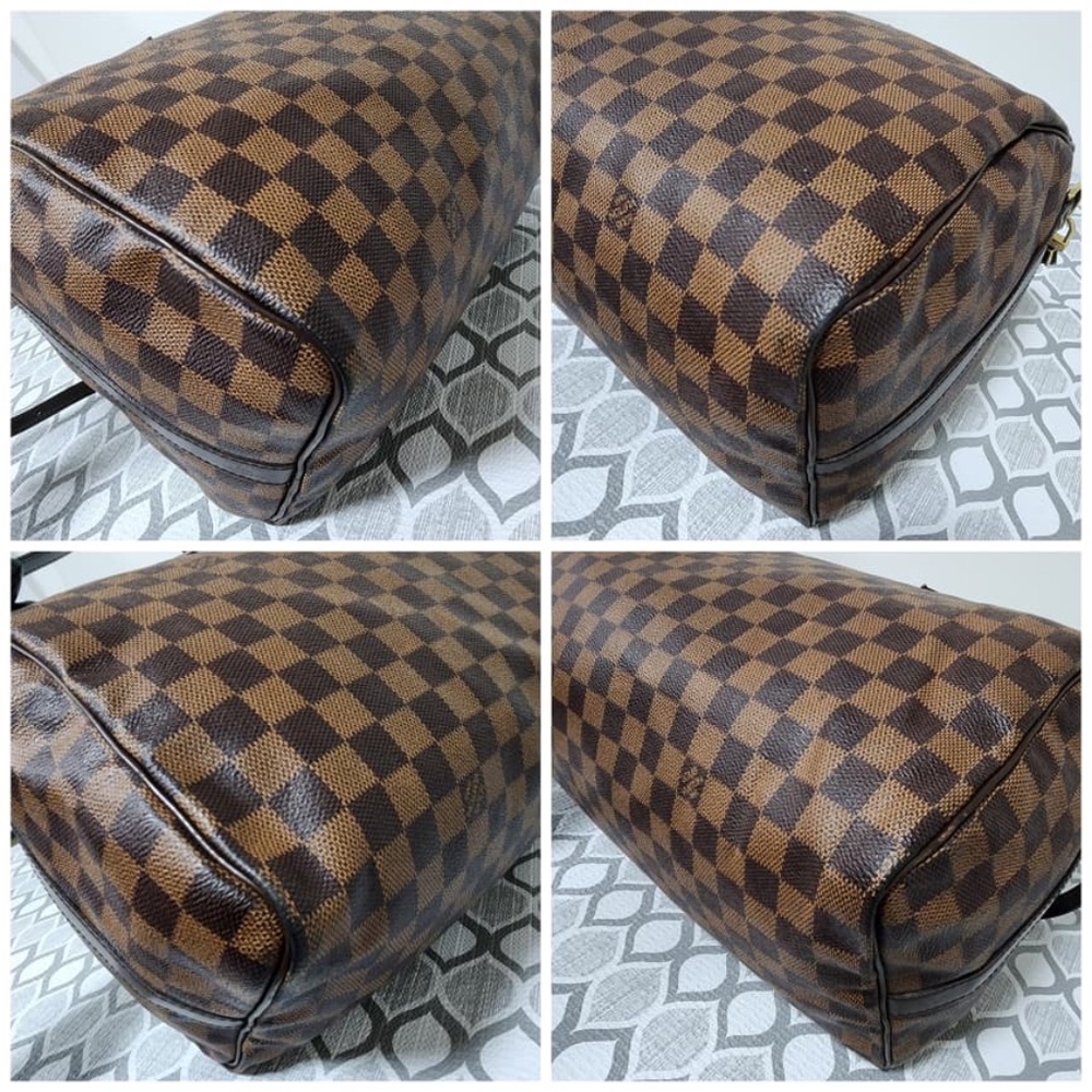 Authentic LOUIS VUITTON Damier Ebene Canvas Speedy Bandouliere 35 Bag Brown - Picture 8 of 12
